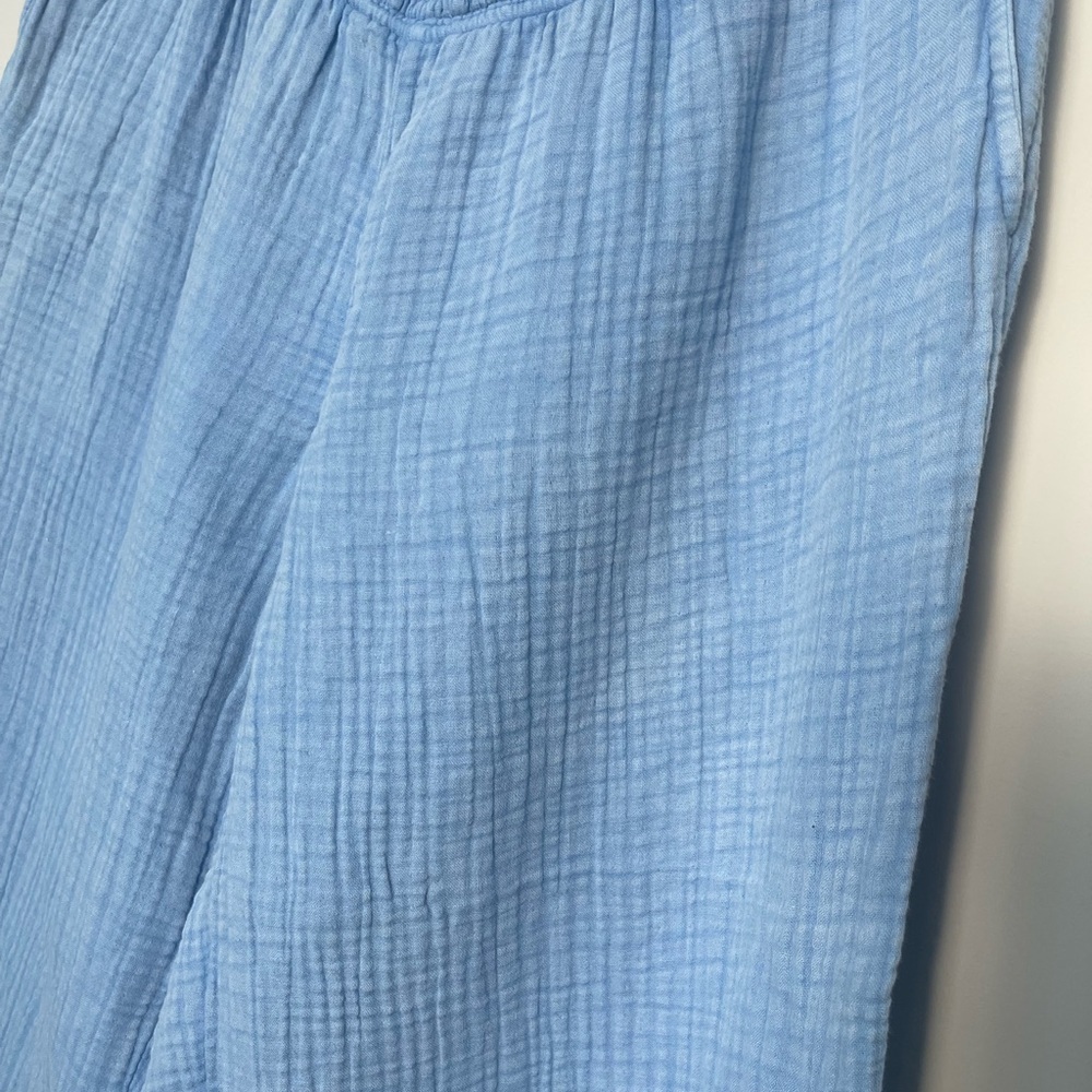 Purejill | Blue Gauzy Cotton Wide Leg Cropped Pull on Pant XL - Picture 3 of 4